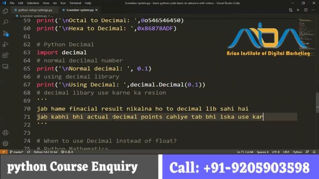 number system | random module | math library | decimal in python part-2 | Learn Python for Beginner