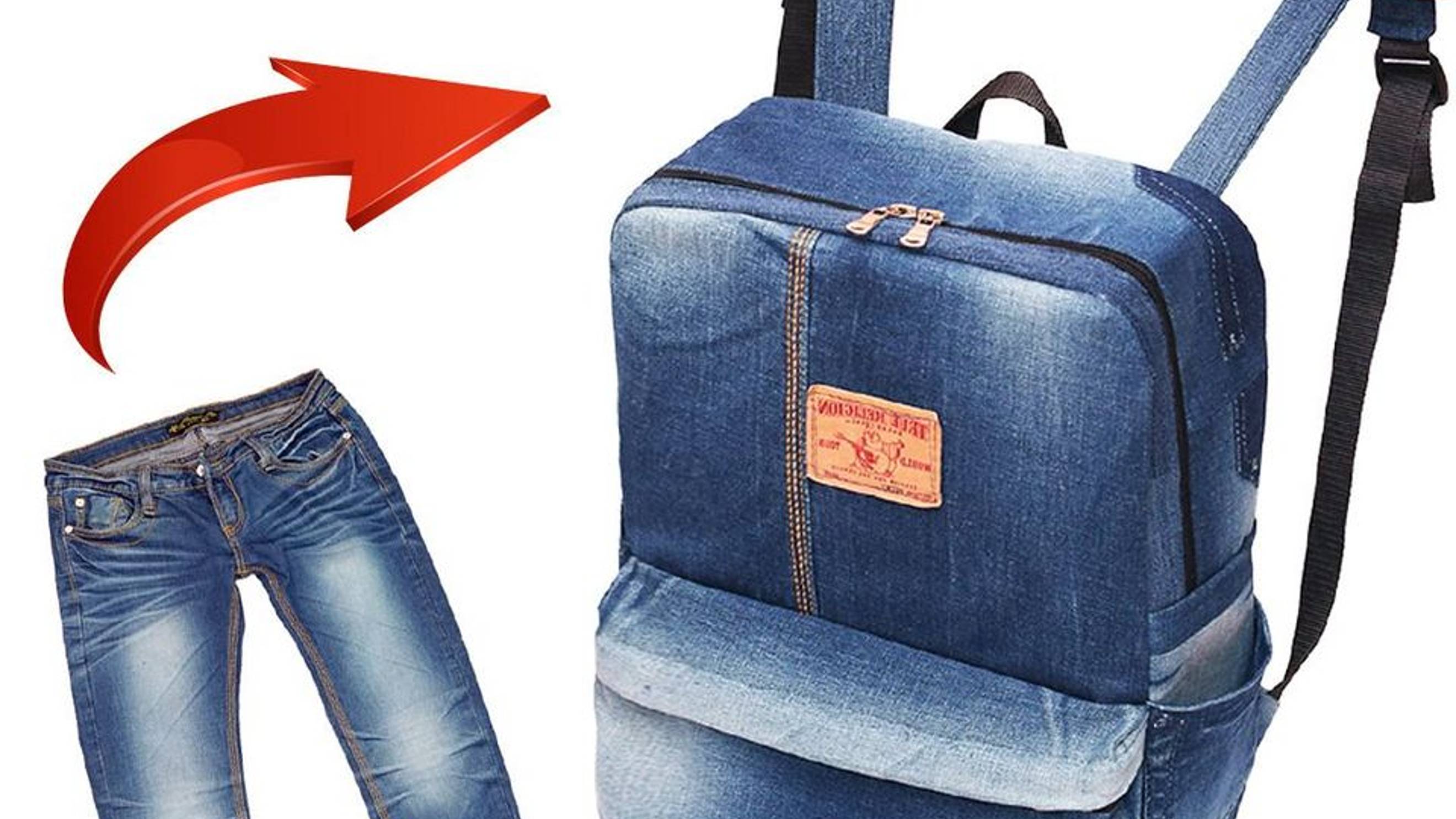 Отличная идея - как легко сшить стильный рюкзак из старых джинсов