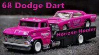 68 Dodge Dart на пикапе Horizon Hauler Модель машины от Hot Wheels Масштаб 1:64  Мини-копия