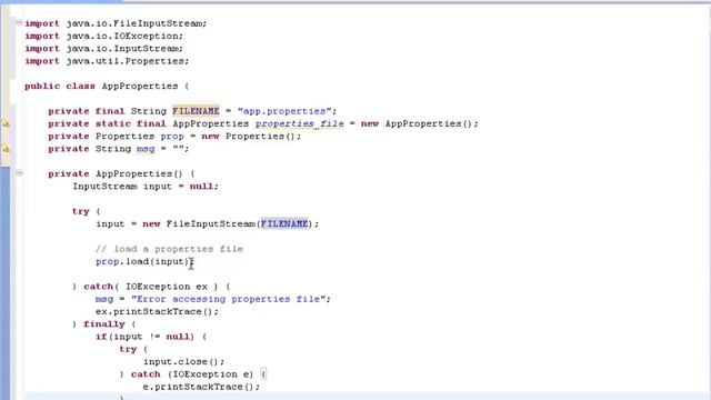 Java application using a properties file