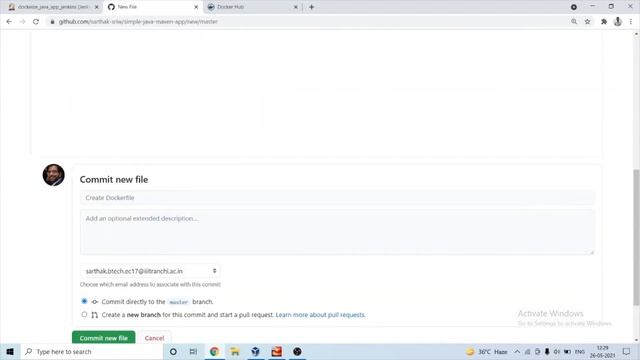 Containerizing a simple Java app using Jenkins and pushing image to Dockerhub