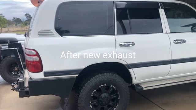 Land cruiser V8 petrol 100 series sound before & after exhaust. Extractors,twin 2”1/4 into 3”