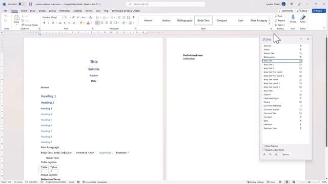 How to change document fonts  formats in Quarto WordDocx