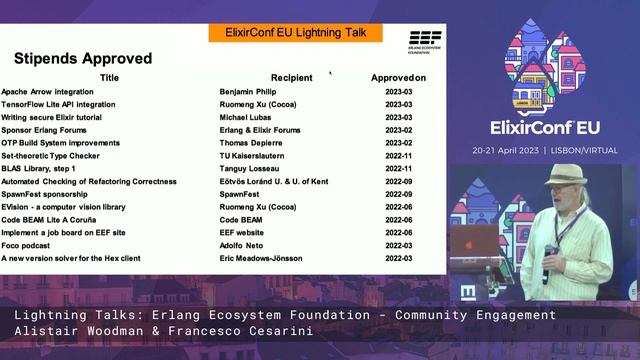 Erlang Ecosystem Foundation - community engagement by A. Woodman & F. Cesarini | ElixirConf EU 2023