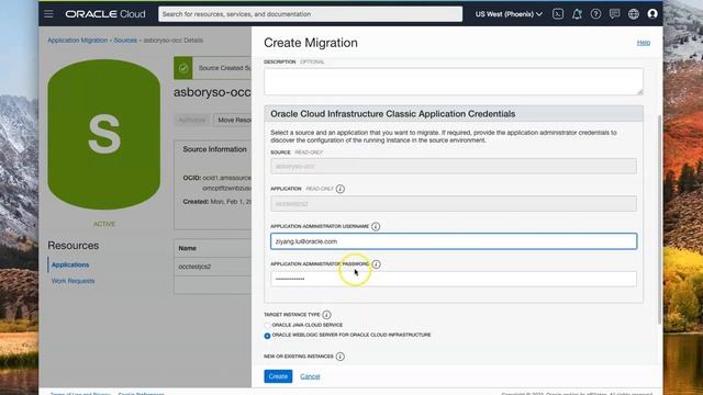 Application Migration Service: CloudCustomer JCS to WLS on OCI