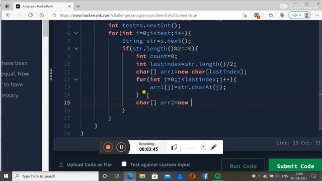 Anagram-Hackerrank || java programming language || Solution of hackerrank problems