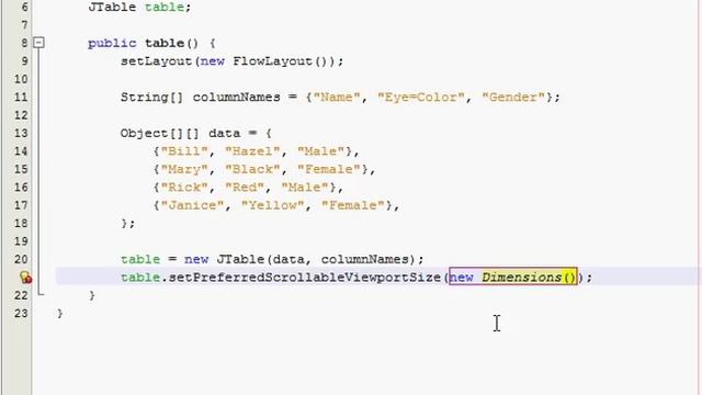 Java GUI Tutorial 19 - JTable