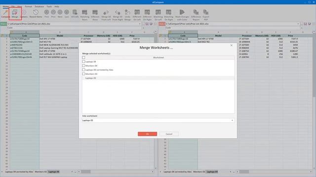 Merge Several Worksheets into One in the Excel File