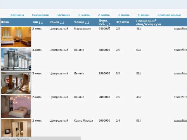Добавлена сортировка по колонкам таблицы
