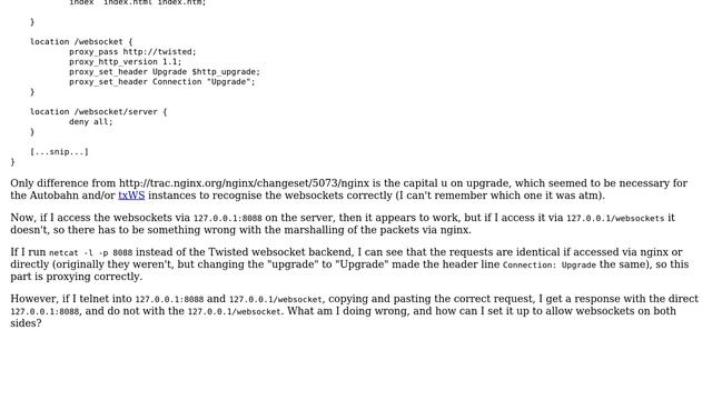 DevOps & SysAdmins: Nginx not proxying websockets properly