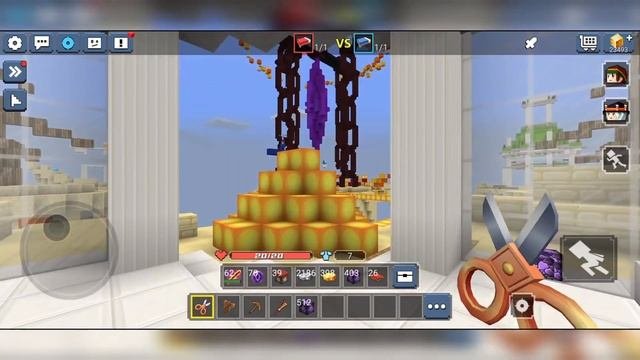 Building THE LARGEST OBSIDIAN BED DEFENSE Using UNLIMITED BLOCKS GLITCH!! - Blockman Go BedWars