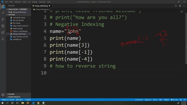 Python Negative Indexing | format() , lower() , title() ,startswith() |  methods | Python  Tut #21