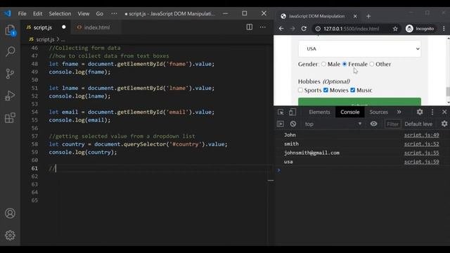 Collecting Form Data using JavaScript