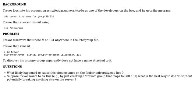 Unix & Linux: Error message id: cannot find name for group ID after logging in (2 Solutions!!)