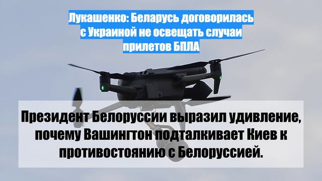 Лукашенко: Беларусь договорилась с Украиной не освещать случаи прилетов БПЛА