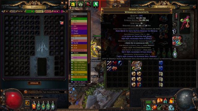 PoE 3.23 - Crafting +2 AOE Molten Strike Gloves / Profit