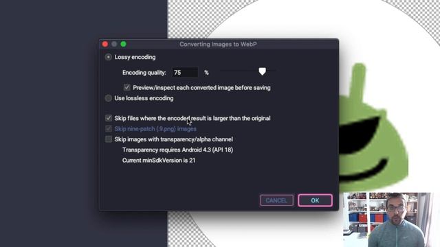 Convert PNG to WebP in Android Studio for Smaller APKs