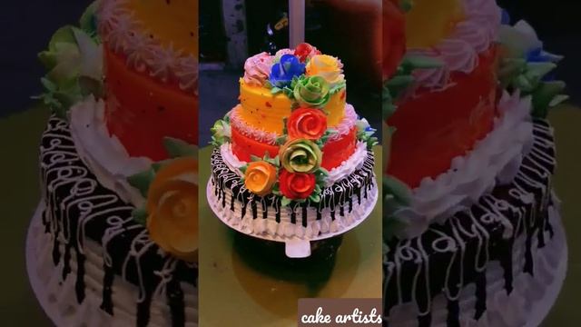 Floral layer birthday cake