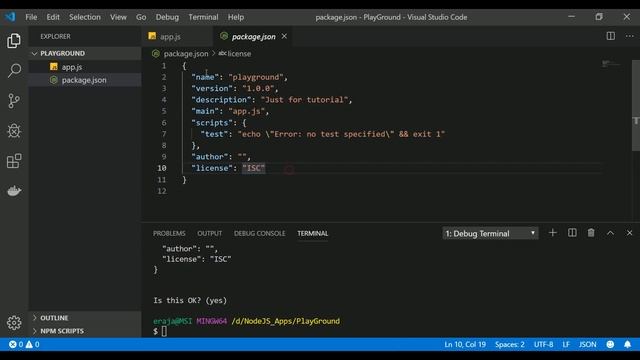 How to create node js project using npm