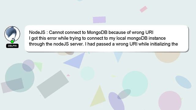 NodeJS : Cannot connect to MongoDB because of wrong URI