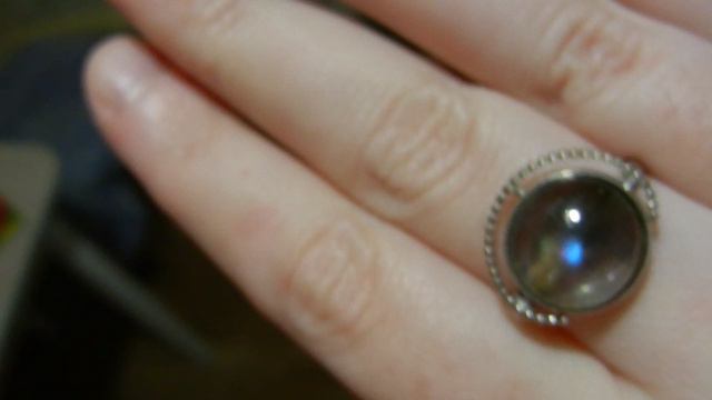 Кольцо Серебро 925 с Лабрадором Лабрадоритом Родий