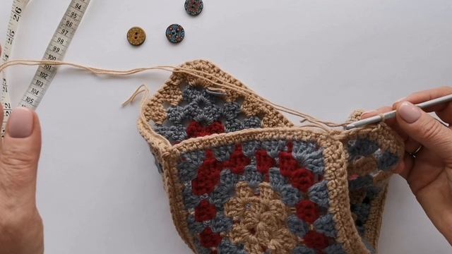 Вязание крючком Чепчик бабушкин квадрат, сборка часть 3