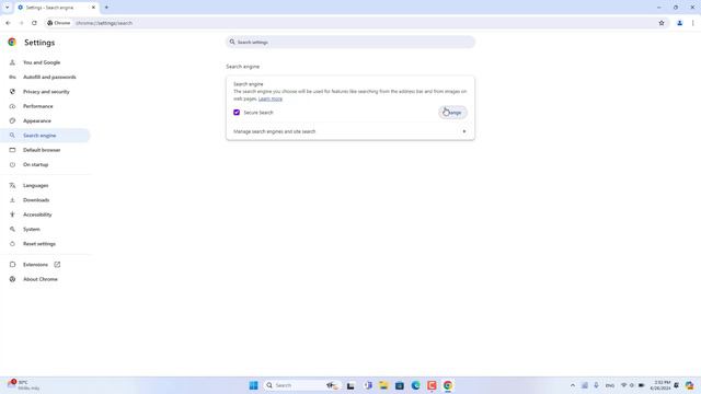 Удалить поиск Yahoo из Google Chrome