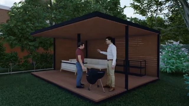 Уличная кухня - беседка в современном стиле KUBOX от KOSWERK