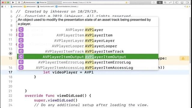 How to create a video player In iOS Swift 5.1 2019
