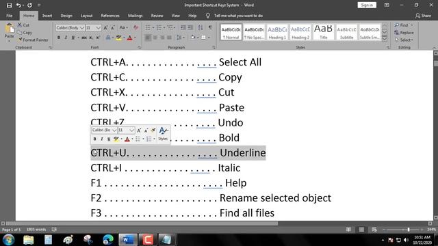 CTRL + U (SHORTCUT KEYBOARDS)