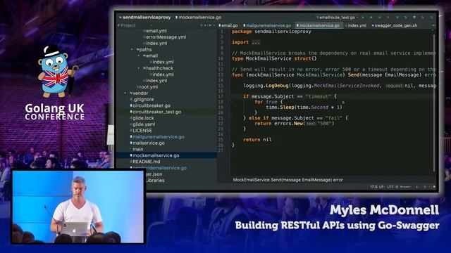Golang UK Conference 2017 | Myles McDonnell - Building a RESTful API using go-swagger