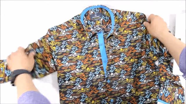 Коричневая приталенная мужская рубашка Poggino 8125-03 в птицах