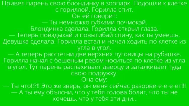 Анекдот про блондинку в зоопарке.