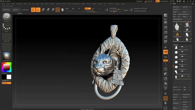 3D модель "Сфинкс". Это ювелирный кулон, созданный в Zbrush для 3д печати.