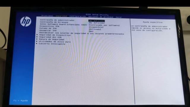 Entrar a la bios HP 260 G4 Desktop Mini PC