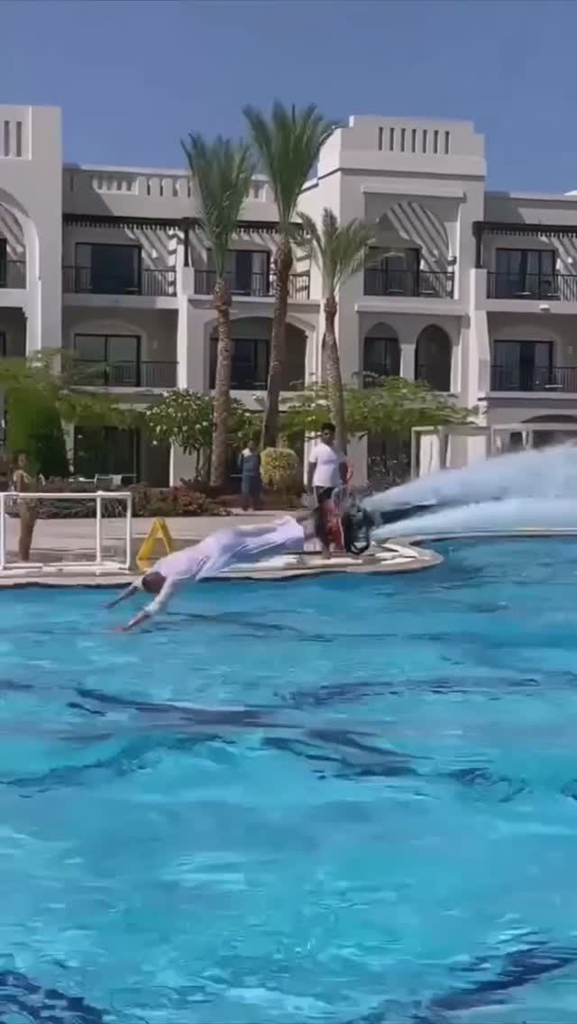 Серия дельфинов - флайборд шоу в бассейне