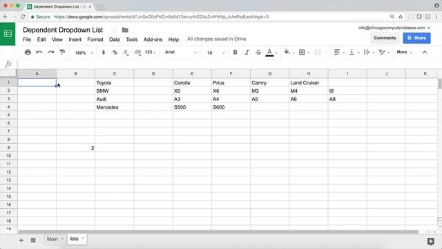 Google Sheets - Dynamic Drop Down Based on Another Cell  Multiple Selections Updated Automatically