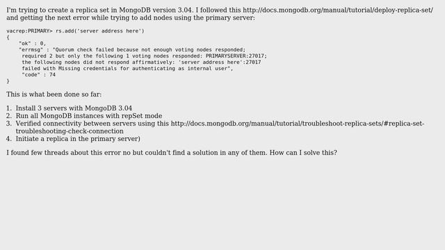DevOps & SysAdmins: Can't config replica set using MongoDB 3 (2 Solutions!!)