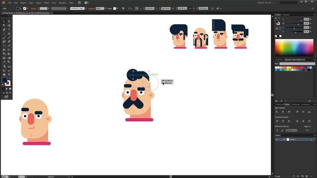 How To Draw A Hair, 10 Flat Design Hairstyles in 10 Minutes, Speed Drawing in Adobe Illustrator