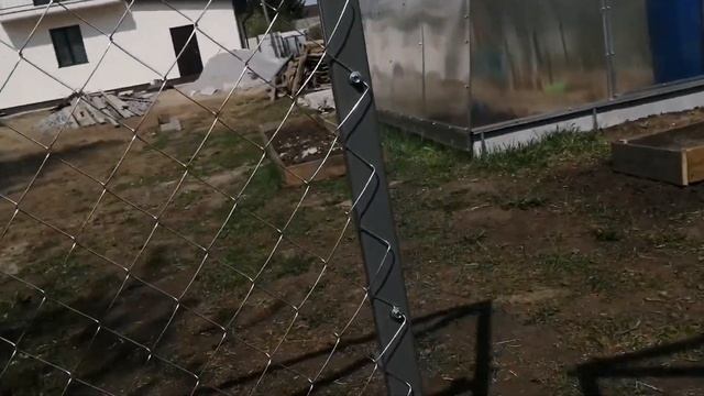 Забор из сетки рабица.