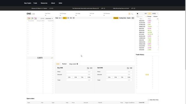 Swoop Interface BandChain and Binance.us API Integration Demo
