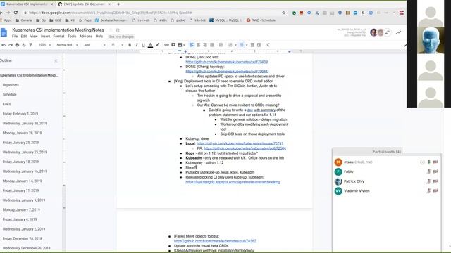Kubernetes SIG Storage - CSI Implementation Workgroup 20190201