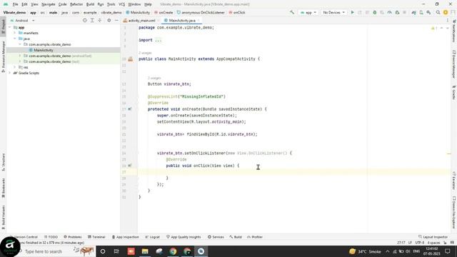 Vibrate in  Android Studio || Android Alians || JAVA Hindi
