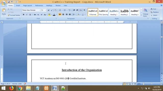 Major/Industrial Training Report on  C with C++