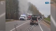 В Туле на Веневском шоссе загорелась фура