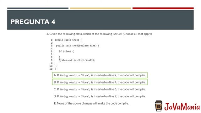 Java OCA - Capitulo 1 Bloques de Código - 12 - Quick Test