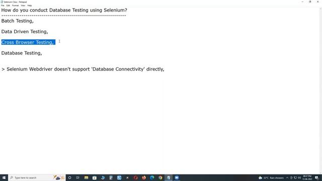 How do you conduct Database Testing using Selenium?