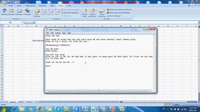 huong dan xoa pass protect sheet trong excel 2007 2010