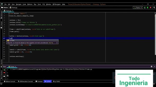 LabelFrames, Frames, padx, pady y bd. Python: Interfaces gráficas con TkInter.