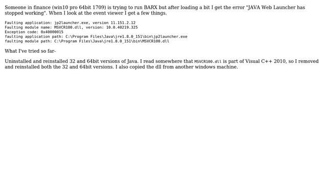JAVA Web Launcher has stopped working 2 Solutions!!